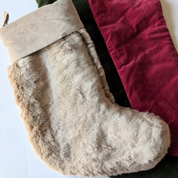 Pottery Barn Alpaca Faux Fur Medium Christmas Stocking Taupe 19.5" No Mono - Picture 1 of 6
